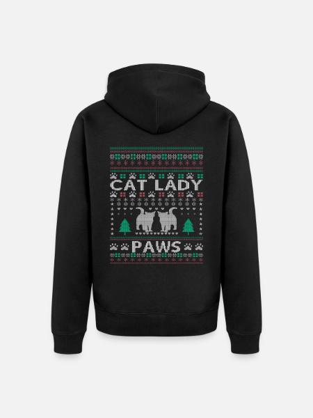 Dame chat de Noël - Veste à capuche bio Premium Unisexe - noir