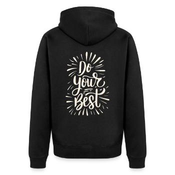 Do Your Best Schriftzug Sprüche Zitate - Unisex Premium Bio Zip Hoodie - Schwarz - Hinten - Nico (187cm)