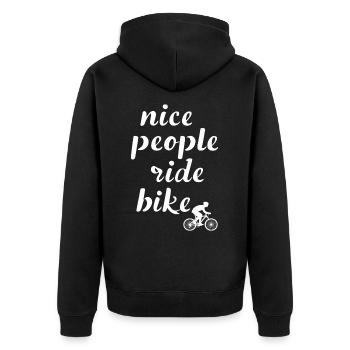 Les gens sympas font du vélo en disant citation - Veste à capuche bio Premium Unisexe - noir - Dos - Nico (187cm)