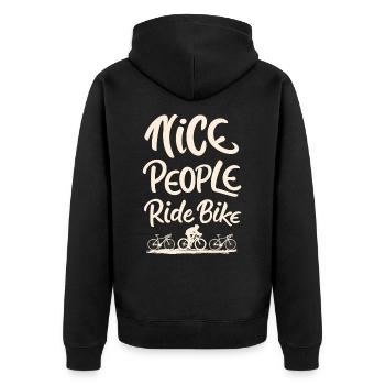 Les gens sympas font du vélo en disant citation - Veste à capuche bio Premium Unisexe - noir - Dos - Nico (187cm)