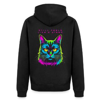 cat still feel like a dream after techno rave part - Unisex Premium Bio Zip Hoodie - Schwarz - Hinten - Nico (187cm)