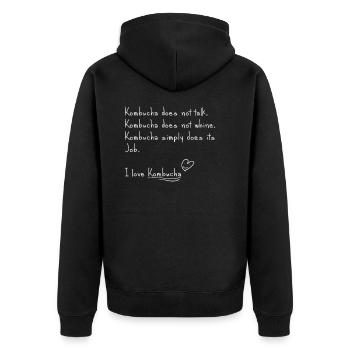 Ich liebe Kombucha - Unisex Premium Bio Zip Hoodie - Schwarz - Hinten - Nico (187cm)