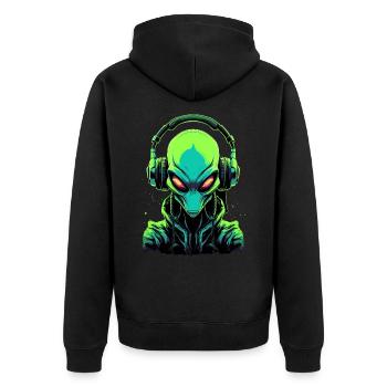 Alien avec des écouteurs Extraterrestrial DJ Music - Veste à capuche bio Premium Unisexe - noir - Dos - Nico (187cm)