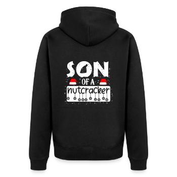 Funny Christmas Nutcracker Advent Sayings - Unisex Premium Organic Zip Hoodie - black - Back - Nico (187cm)