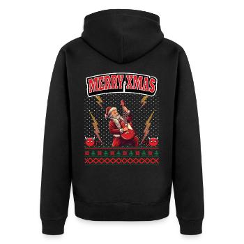 Ugly Christmas 8 Bit Pixel Rock und Heavy-Metal - Unisex Premium Bio Zip Hoodie - Schwarz - Hinten - Nico (187cm)