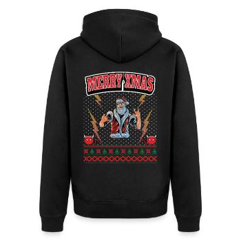 Ugly Christmas 8 Bit Pixel Rock und Heavy-Metal - Unisex Premium Bio Zip Hoodie - Schwarz - Hinten - Nico (187cm)