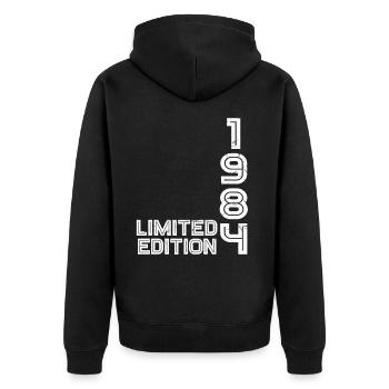 40e anniversaire 1984 Année de naissance Edition limitée - Veste à capuche bio Premium Unisexe - noir - Dos - Nico (187cm)