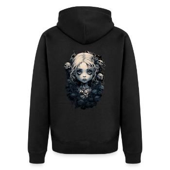 Gothic Girl Halloween Fantasy Dark - Unisex Premium Bio Zip Hoodie - Schwarz - Hinten - Nico (187cm)