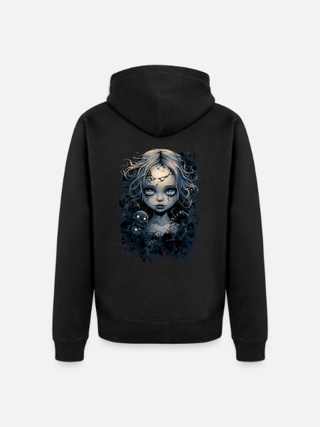Gothic Girl Halloween Fantasy Dark - Unisex Premium Organic Zip Hoodie - black