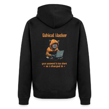Ethical Cyber Security Ethical Hacking Analyst - Unisex Premium Organic Zip Hoodie - black - Back - Nico (187cm)
