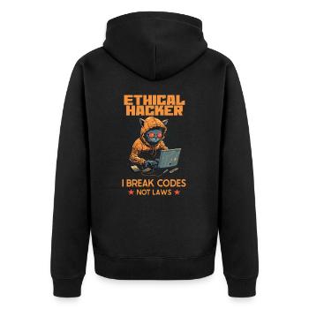 Ethical Hacking Analyst Ethical Cyber Security - Unisex Premium Organic Zip Hoodie - black - Back - Nico (187cm)
