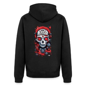Totenkopf Biomechanik abstrakte Kunst - Unisex Premium Bio Zip Hoodie - Schwarz - Hinten - Nico (187cm)