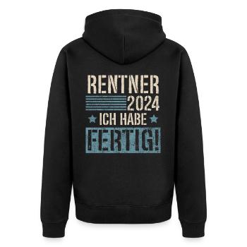 Rentner 2024 Rente Ich Habe Fertig - Unisex Premium Bio Zip Hoodie - Schwarz - Hinten - Nico (187cm)