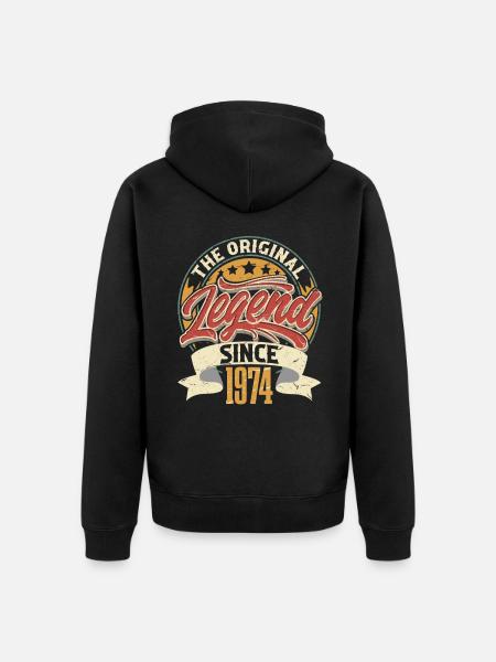 50. syntymäpäivä 1974 Vintage Vintage - Premium unisex luomu-huppari vetoketjulla - musta