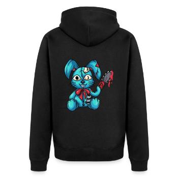 Hasen Dämon Gothic Kawaii - Unisex Premium Bio Zip Hoodie - Schwarz - Hinten - Nico (187cm)