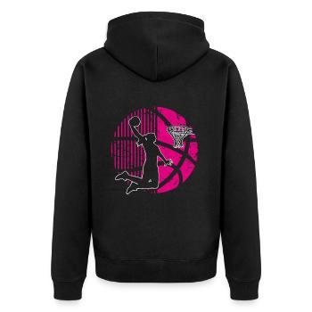 Basketball Basketballerin Frauen Basketball - Unisex Premium Bio Zip Hoodie - Schwarz - Hinten - Nico (187cm)