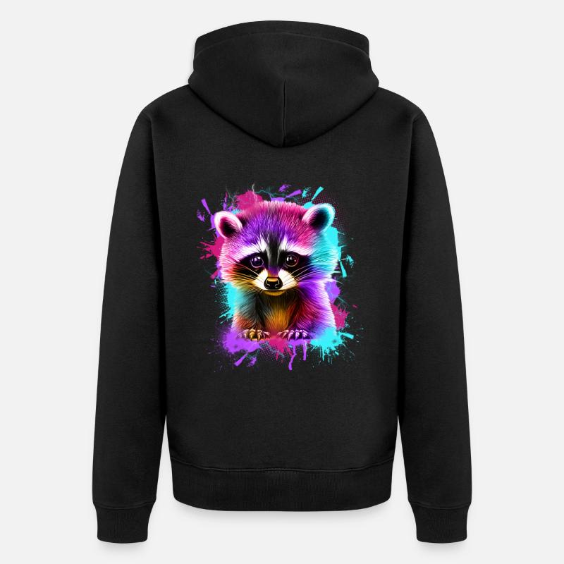 Waschbär - Unisex Premium Bio Zip Hoodie - Schwarz