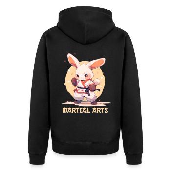 Funny Martial Arts Bunny MMA Kawaii Martial Arts - Unisex Premium Organic Zip Hoodie - black - Back - Nico (187cm)