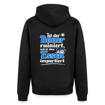 Landwirte Demonstration Agrar Bauern Demo Protest - Unisex Premium Bio Zip Hoodie - Schwarz - Hinten - Nico (187cm)