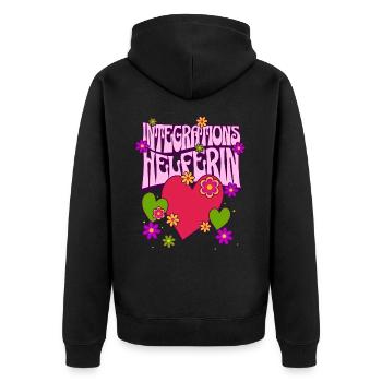 Integrationshelferin I-Helferin Schule KiTa Herz - Unisex Premium Bio Zip Hoodie - Schwarz - Hinten - Nico (187cm)