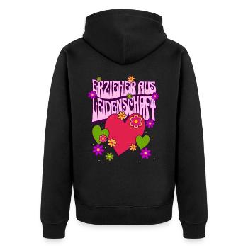 Erzieher Kindergarten Kita Beruf Kindergärtner - Unisex Premium Bio Zip Hoodie - Schwarz - Hinten - Nico (187cm)