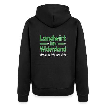 Bauern und Landwirte im Widerstand - Demo Protest - Unisex Premium Bio Zip Hoodie - Schwarz - Hinten - Nico (187cm)