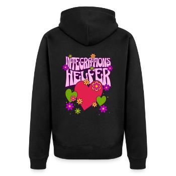 Integrationshelfer I-Helfer Schule KiTa Herz - Unisex Premium Bio Zip Hoodie - Schwarz - Hinten - Nico (187cm)