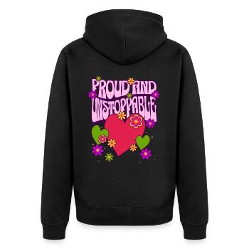 LGBTQ Stolz Herz Blumen Liebe Homosexuell - Unisex Premium Bio Zip Hoodie - Schwarz - Hinten - Nico (187cm)