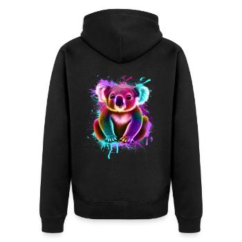 Koala Graffiti Bunt - Unisex Premium Bio Zip Hoodie - Schwarz - Hinten - Nico (187cm)