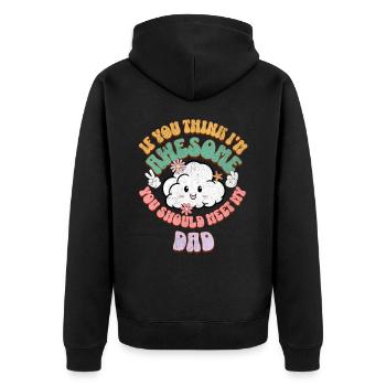 Papa Sohn Tochter - Unisex Premium Bio Zip Hoodie - Schwarz - Hinten - Nico (187cm)