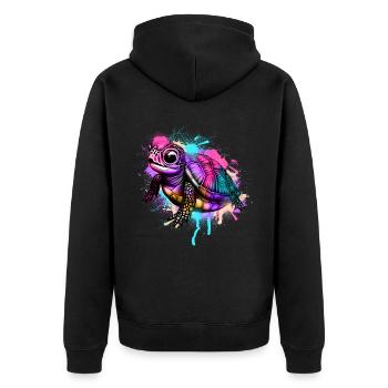 Turtle Graffiti Colorful - Unisex Premium Organic Zip Hoodie - black - Back - Nico (187cm)