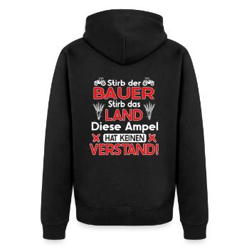 Landwirte Demo Bauern Protest gegen Ampel Parteien - Unisex Premium Bio Zip Hoodie - Schwarz - Hinten - Nico (187cm)