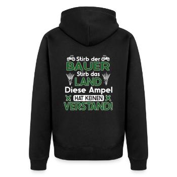Bauern protestieren gegen Ampel - Landwirte Demo - Unisex Premium Bio Zip Hoodie - Schwarz - Hinten - Nico (187cm)