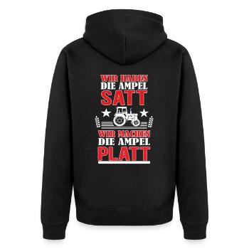 Landwirte Protest und Bauern Demo gegen die Ampel - Unisex Premium Bio Zip Hoodie - Schwarz - Hinten - Nico (187cm)