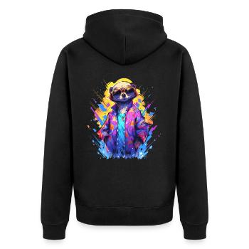 Suricate cool Sarfari amoureux de l’Afrique - Veste à capuche bio Premium Unisexe - noir - Dos - Nico (187cm)