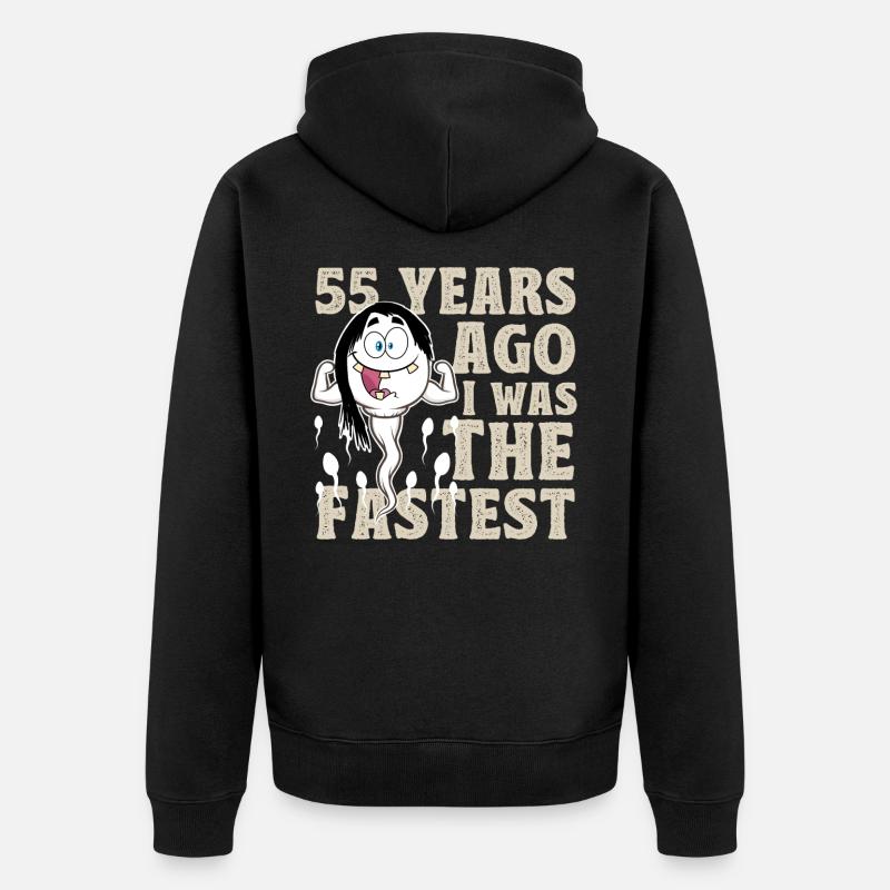 55e anniversaire dictons drôles - Veste à capuche bio Premium Unisexe - noir