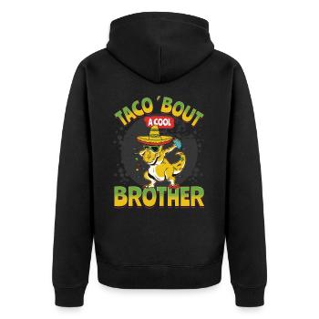 Taco - Unisex Premium Bio Zip Hoodie - Schwarz - Hinten - Nico (187cm)