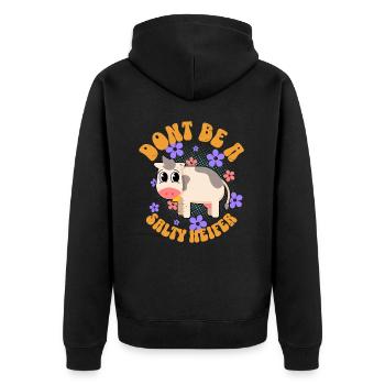 Kuh Kühe - Unisex Premium Bio Zip Hoodie - Schwarz - Hinten - Nico (187cm)