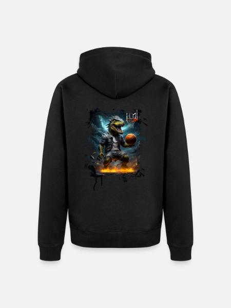 Basketball T Rex - Unisex Premium Organic Zip Hoodie - black