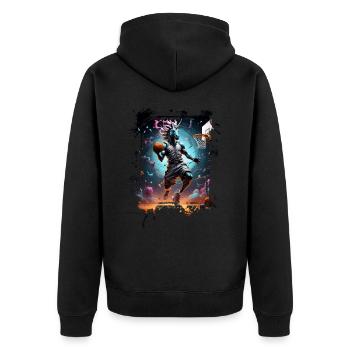 Basketball Unicorn Graffiti Splash - Unisex Premium Organic Zip Hoodie - black - Back - Nico (187cm)