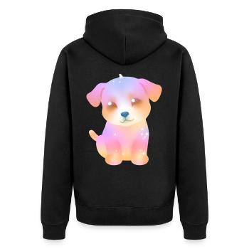 cute sparkly dog - colorful puppy - kawaii - Unisex Premium Organic Zip Hoodie - black - Back - Nico (187cm)