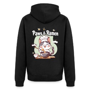 Pattes et Ramen Chats Drôles Dictons D’animaux - Veste à capuche bio Premium Unisexe - noir - Dos - Nico (187cm)