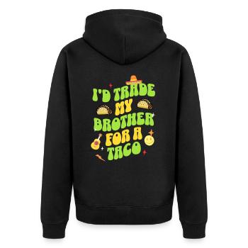 J’échangerais mon frère contre un taco - Veste à capuche bio Premium Unisexe - noir - Dos - Nico (187cm)