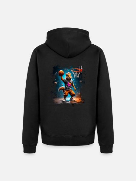 Squirrel Basketball Basketball Player - Unisex Premium Organic Zip Hoodie - black