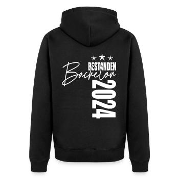 Bachelor 2024 - Unisex Premium Bio Zip Hoodie - Schwarz - Hinten - Nico (187cm)