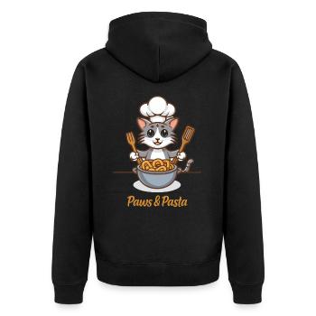 Pattes et pâtes drôles de chats dictons d’animaux - Veste à capuche bio Premium Unisexe - noir - Dos - Nico (187cm)