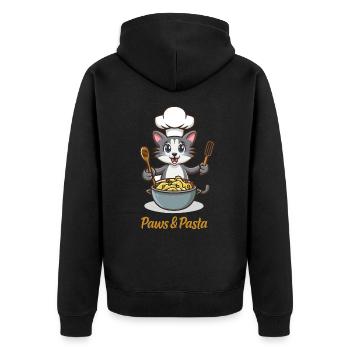 Pattes et Ramen Chats Drôles Dictons D’animaux - Veste à capuche bio Premium Unisexe - noir - Dos - Nico (187cm)
