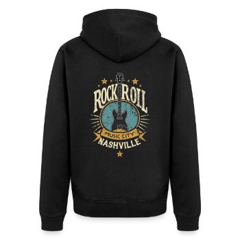 Nashville Rock & Roll Music City Musik Geschenk - Unisex Premium Bio Zip Hoodie - Schwarz - Hinten - Nico (187cm)