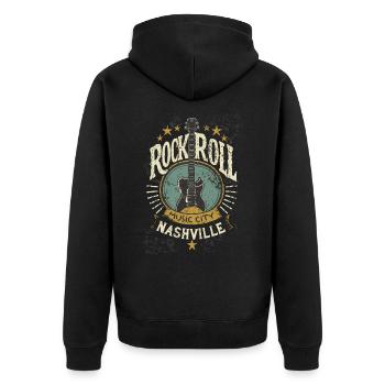 Nashville Rock & Roll Music City Musik Geschenk - Unisex Premium Bio Zip Hoodie - Schwarz - Hinten - Nico (187cm)