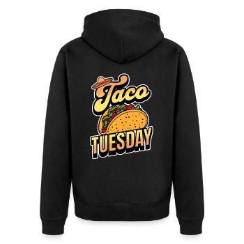 Taco - Unisex Premium Bio Zip Hoodie - Schwarz - Hinten - Nico (187cm)